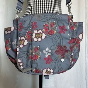 Haiku Gray Floral Nylon Crossbody Messenger Bag Purse Adjustable Strap